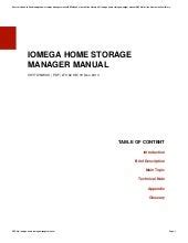 Iomega home storage manager user guide. - Acramatic 2100 manuali di controllo cnc.