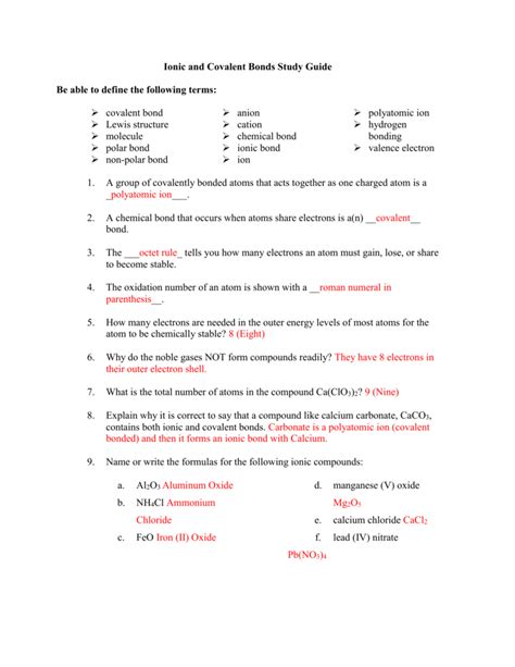 Ionic Bonds: Study Guide SparkNotes