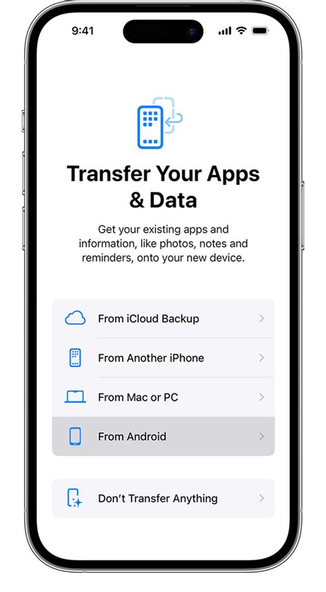 L’app Migrer vers iOS transfère de manière sécurisée toutes sortes de données : Veillez à ce que vos appareils restent à proximité l’un de l’autre et branchés sur secteur jusqu’à la fin du transfert. Lorsque vous choisissez de transférer vos données, votre nouvel iPhone ou iPad créera un réseau Wi-Fi privé et détectera .... 