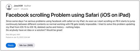 Ios safari scrolling issue.  It&rsquo;s like the scroll is stuck.  So every...