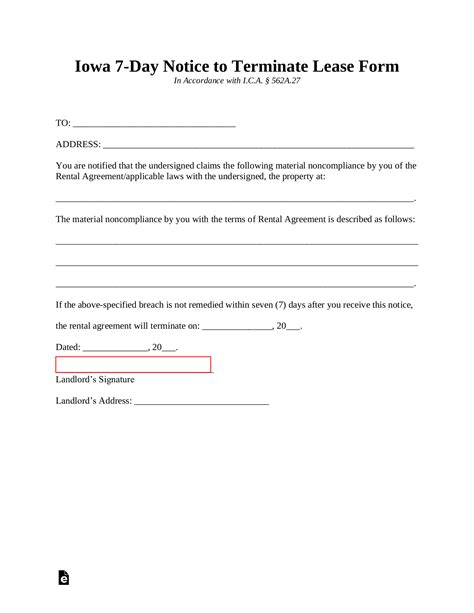 Iowa 7Day Notice to Quit Form eForms