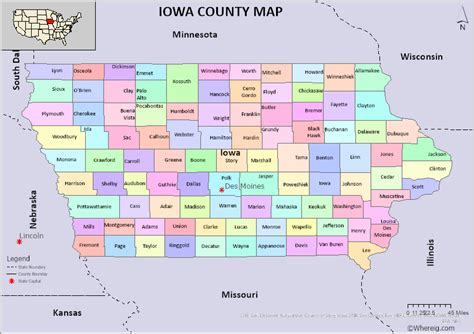 Iowa County Map FREE! Check the list of 99 Counties in Iowa and their