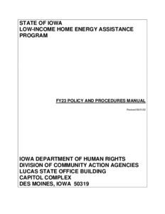 Iowa Low Income Home Energy Assistance Program FY21 Policy …