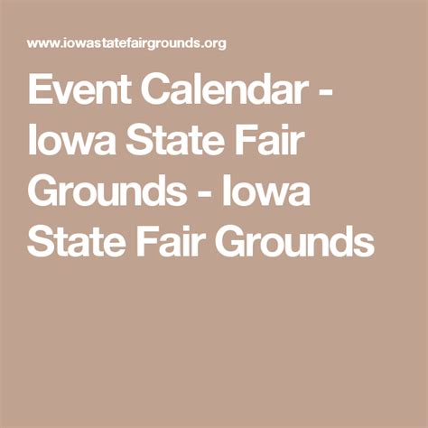 Iowa State Fair Event Calendar