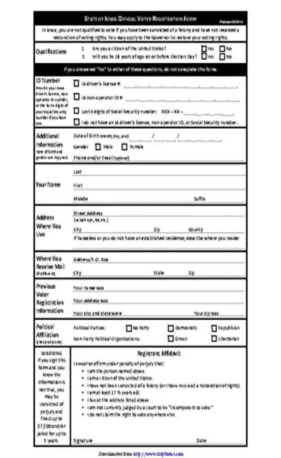 Iowa Voter Registration Form PDFSimpli