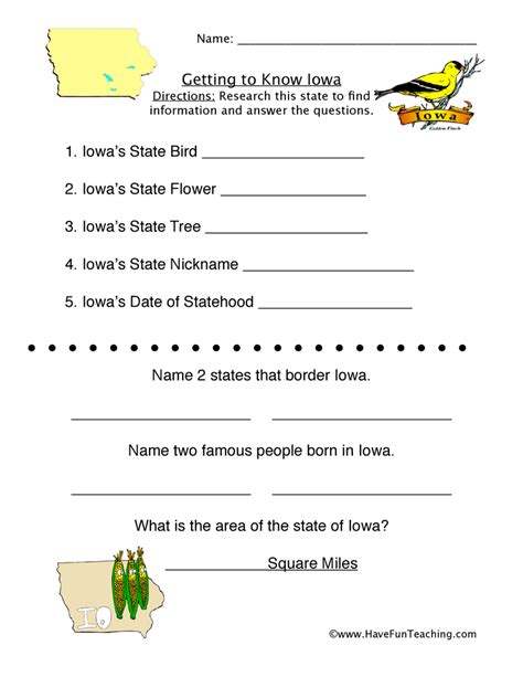Iowa Worksheets Have Fun Teaching