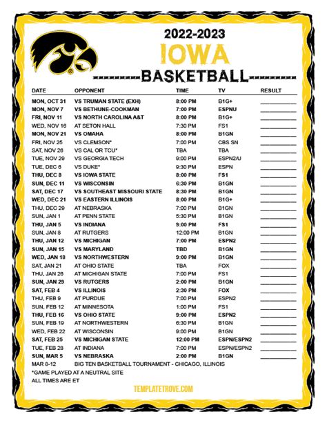 Iowa basketball espn schedule. Iowa Hawkeyes. Iowa. Hawkeyes. ESPN has the full 2023-24 Iowa Hawkeyes Regular Season NCAAM schedule. Includes game times, TV listings and ticket … 