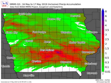 Iowa city rainfall totals. While Hurricane Florence contributed to this rainfall total, Wilmington was so wet in 2018 that they would have set their all-time precipitation record even without the rainfall from Florence (Extreme #5), Jocassee, SC (123.45 inches or 3136 mm), Montebello, VA (104.70 inches or 2659 mm), Sperryville, VA (86.08 or 2186 mm) and Mount Mitchell, … 