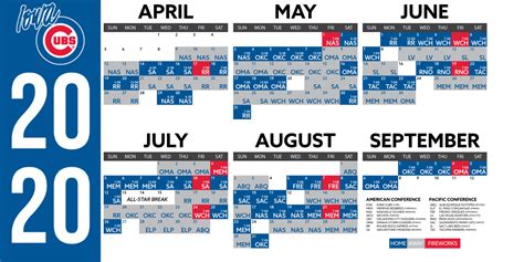 Iowa cubs schedule. All told, the network will air games involving the Triple-A Iowa Cubs (18 games), Double-A Tennessee Smokies (6 games), High-A South Bend Cubs (9 games) and Low-A Myrtle Beach Pelicans (6 games). “We’re looking forward to once again showcasing all four Cubs affiliates on Marquee this summer, adding to our busy lineup of live sports … 