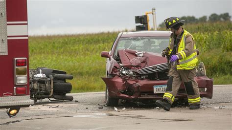 Updated:10:06 PM CDT September 23, 2023. GUTHRIE COUNTY, Iowa — One person is dead after a crash in Guthrie County Friday night, according to an Iowa State Patrol crash report. 60-year-old Kelly Polson, of Audubon, was driving west on Highway 44 west of Koala Avenue when she crossed the center line and collided with another vehicle around 9: .... 