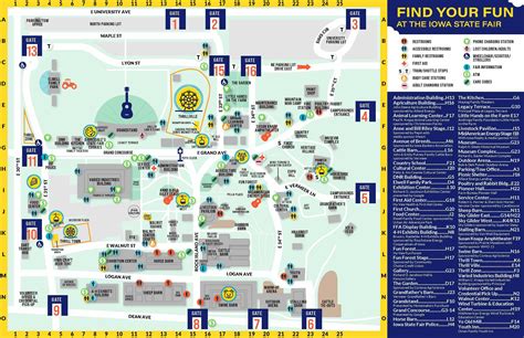 Iowa state fair food map. The original Iowa State Fair museum, the Ralph H. Deets Historical Museum, reopened for the 2007 Fair after receiving extensive renovation and restoration. Located just east of Pioneer Hall, the newly air-conditioned showcases an extensive collection of antique furniture, historic records and many more Iowa State Fair treasures and memorabilia. 