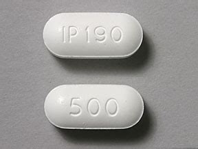 500 mg Imprint IP 190 500 Color White Shape Oval View deta