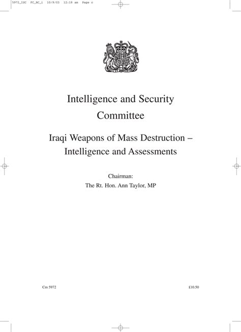 Iraqi weapons of mass destruction - intelligence and assessments