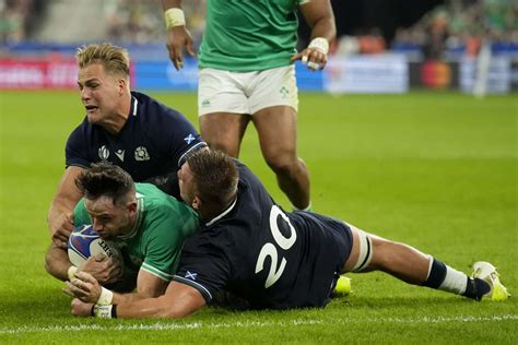 Ireland blitzes Scotland to set up Rugby World Cup quarterfinal with New Zealand