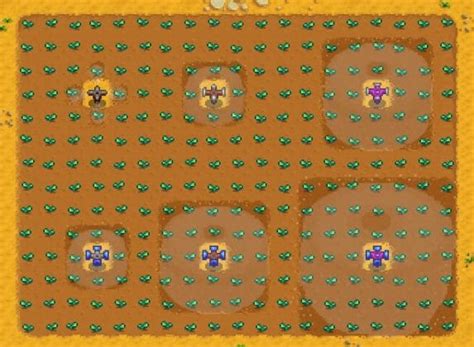 Iridium sprinkler. Stardew Valley Sprinkler is crafted from Iron, Copper, Gold, and Iridium Bars and it waters 4 tiles (above, below, right, and left) every morning. This is the basic version. With the upgraded version or quality sprinkler stardew valley you can water 8 crops in the perfect square without leaving gaps around. With the best version called Iridium ... 