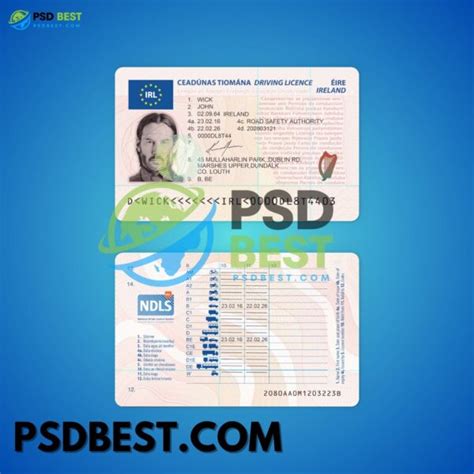 Irish Drivers License Template Psd