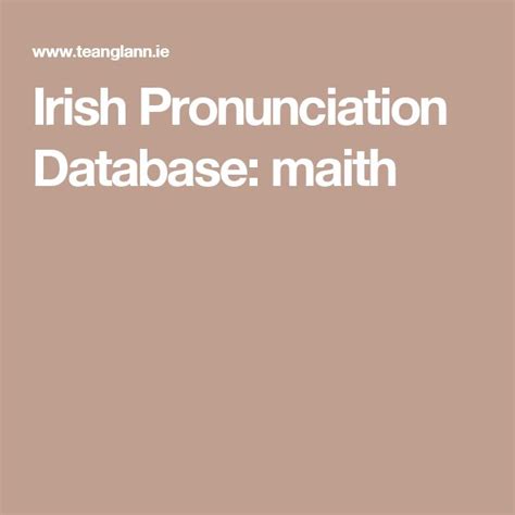 Irish Pronunciation Database: bitseach - teanglann.ie