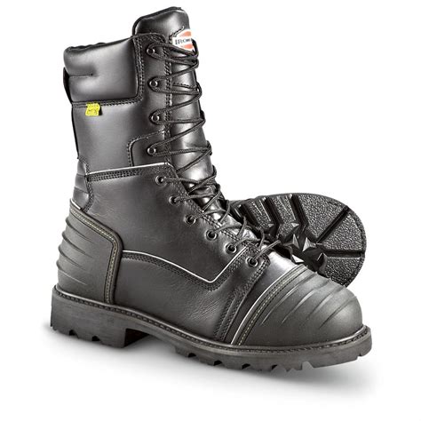 Iron age boots. Iron Age makes old-school tough work boots for the toughest jobs. In the 1920s, we were among the first making steel toe work boots. Today, we still add the best safety features, from metatarsal guards to heat resistance, plus the kind of comfort you'll notice right away. 