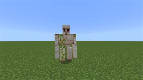 In Minecraft's Bedrock Edition, iron golems can spawn naturally when a village is first generated. They also spawn in villages that have at least 20 beds and 10 villagers. The golem attempts to spawn within a 17×13×17 volume, ±8 blocks horizontally and ±6 blocks vertically from the village's center block, which could be a bed pillow or a bell.. 