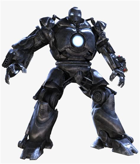 Iron monger. The Iron Monger. The Iron Monger falls into this big pit of whatever it is, some kind of acid or something, in his costume. They pull it up in the big crane and they open up his costume and he's ... 