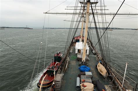 Iron-Hulled Ship Makes a Short, but Crucial, Harbor Voyage