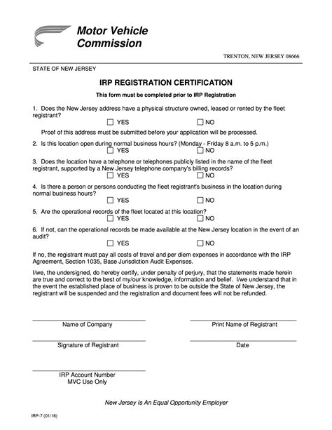 Irp Registration Form Nj Universal Network