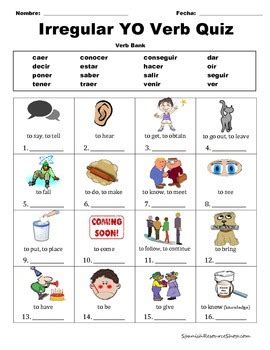 Irregular Verbs Spanish Teaching Resources TPT