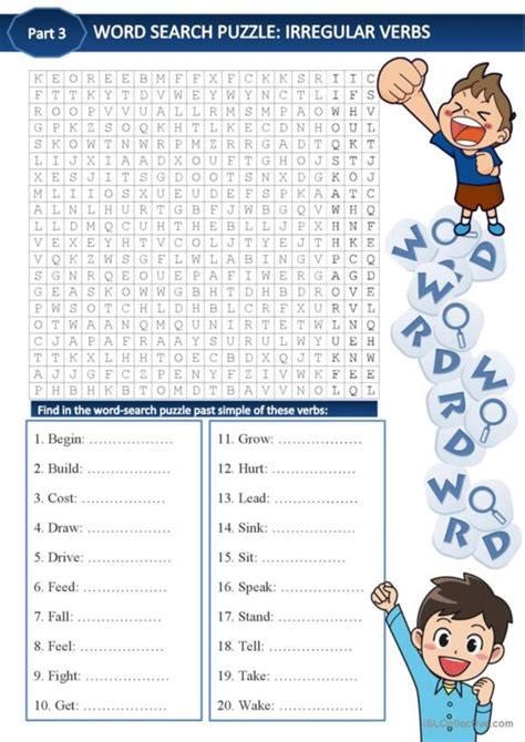 Irregular Verbs Word Search Puzzle 1 Verb Words, Irregular Word