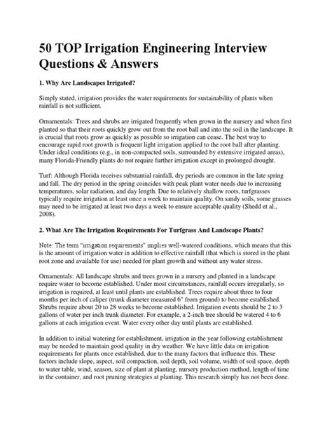 Irrigation Interview Questions