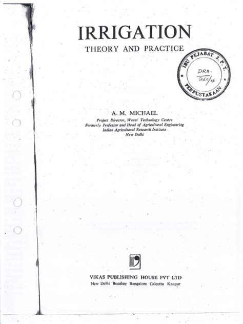 Irrigation Theory And Practice By Am Michael