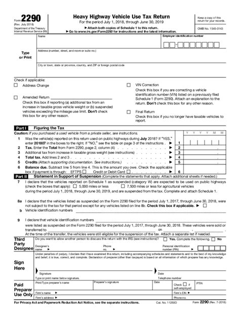 Irs Form 2290 Printable
