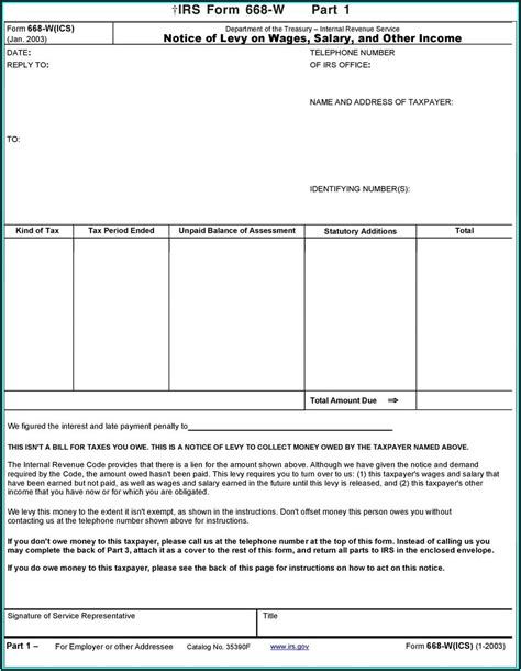 Irs Form 668 Wc) Instructions Form Resume Examples MoYolrmVZB