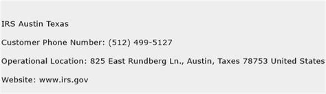 Irs phone number austin texas. May come in handy from one of the members: Found on the IRS Site..... See form 56F..... - With-The-Number-5 Form 56-F Notice Concerning Fiduciary Relationship of Financial Institution. Internal Revenue Service PO Box 934, Stop 1005 Austin, TX 78767 see FAX number below: Fax Numbers For Every Examination Unit!! Campus Address RA Code … 