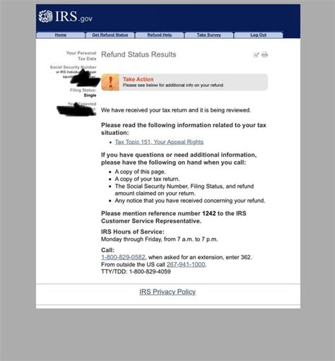 Irs reference number 1242 how long does it take. Feb 15, 2023 · Reference Code Number 1121 and 1242 – Return Under review. Reference Number 1121, referenced in your account transcript or WMR/IRS2Go app, generally means that your tax return is under further review by the IRS. Your account and any refund related processing will have been frozen (transcript code 810) until further review. 