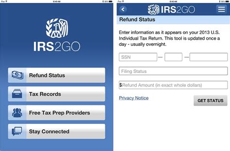 Irs to go. Check your tax refund status online or on your mobile device with IRS2Go app or Where's My Refund tool. Learn how to file electronically, avoid refund delays and myths, and find tax preparation options. 