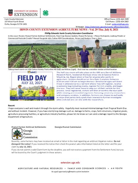 Irwin County Extension Webpage: …