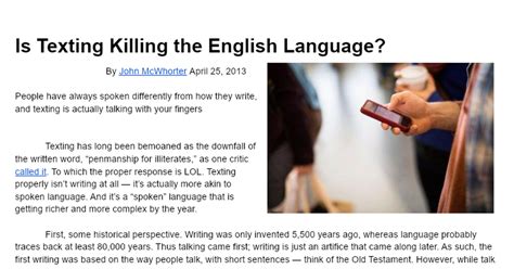 Is Texting Killing the English Language - Google Docs