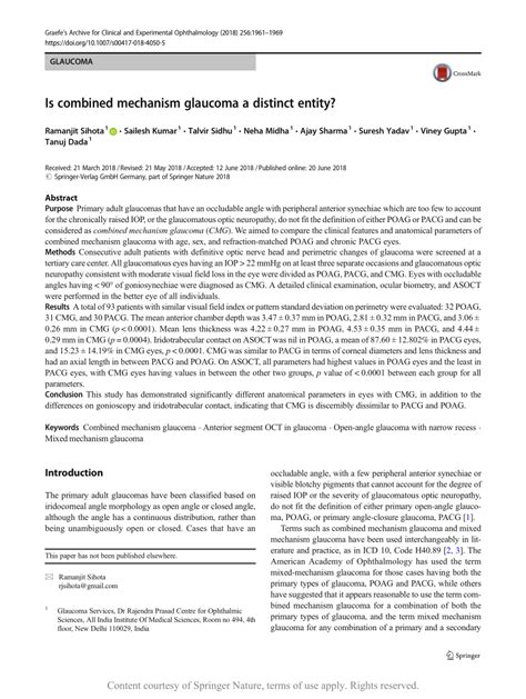 Is combined mechanism glaucoma a distinct entity? SpringerLink