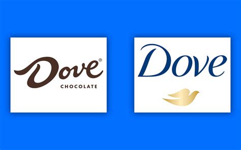Though both products share the same "Dove" name, both are registered trademarks owned by different companies. This is possible because the two trademarks are associated with different goods. One is associated with soap and beauty products, while the other is associated with chocolate. . 