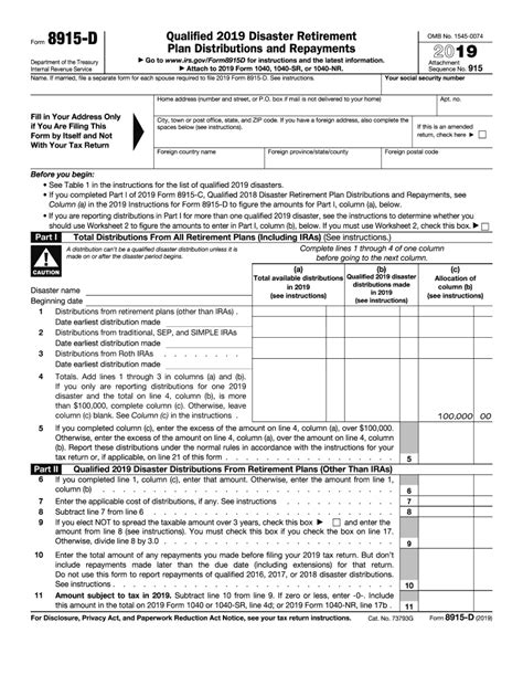 Is form 8915-f available. IRS Form 8915 reports distributions from retirement plans due to qualified disasters and repayments. It lets you spread the taxable portion of these distributions over three years and waives the early withdrawal penalty in the year of the disaster. The Secure Act 2.0 of 2022, provides up to $22,000 (per taxpayer) of such relief for taxpayers ... 