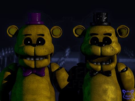 Is fredbear golden freddy. 1- in security breach while going through the game some paint on Freddy gets scratched away revealing that the bow tie was originally purple, meaning that most likely he originally was meant to be glamrock Fredbear (golden freddy). 2- I think that the AR golden collectibles are here to tell us what happened to Freddy: 