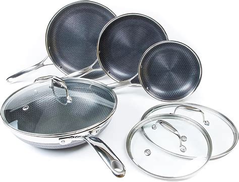 Is hexclad non toxic. HexClad Nonstick Cookware Set, 7 Pieces with Lids and Wok, Dishwasher Safe, Oven and Induction Compatible. The ultimate cookware set for your kitchen, featuring a patented hybrid design that combines stainless steel and nonstick coating. Enjoy the best of both worlds with this durable, versatile and easy-to-clean cookware set from HexClad. Order now and get free shipping on Amazon. 