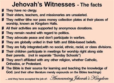 Is jehovah witness christian. Becoming a Jehovah’s Witness begins with familiarizing yourself with Jehovah’s Witness doctrines. The first step involves listening to the door-to-door ministers and reading any material you receive from them. Next, take a leap of faith and attend a Kingdom Hall meeting. Try learning door-to-door ministry and then get baptized. 