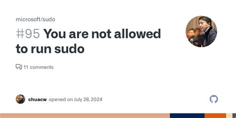 Is not allowed to run sudo on.  This is exactly what the sudo tool lets us achie...