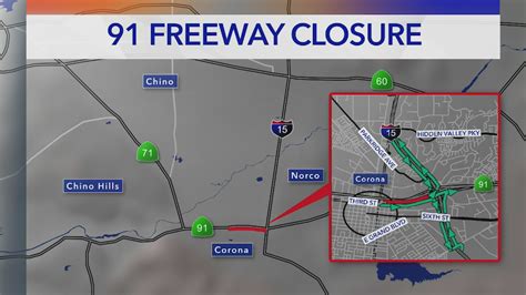 All westbound lanes on the 91 Freeway were to be shut down along a roughly 2-mile segment of the road in east Corona. The stretch of road was set to close Friday night and remain shut down through .... 