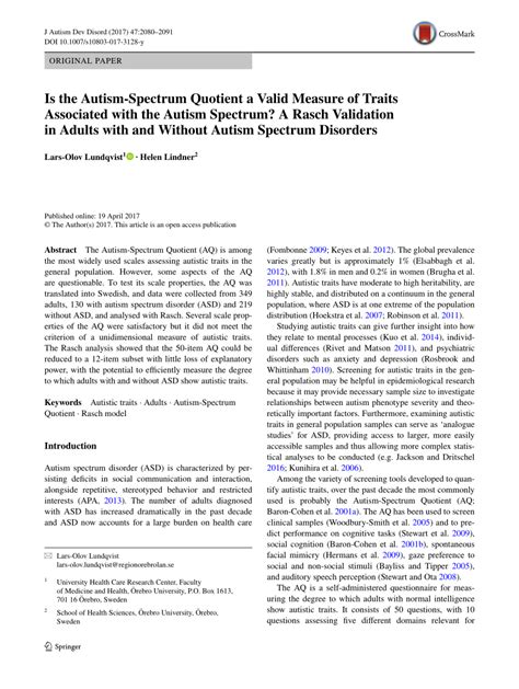Is the Autism-Spectrum Quotient a Valid Measure of Traits. 