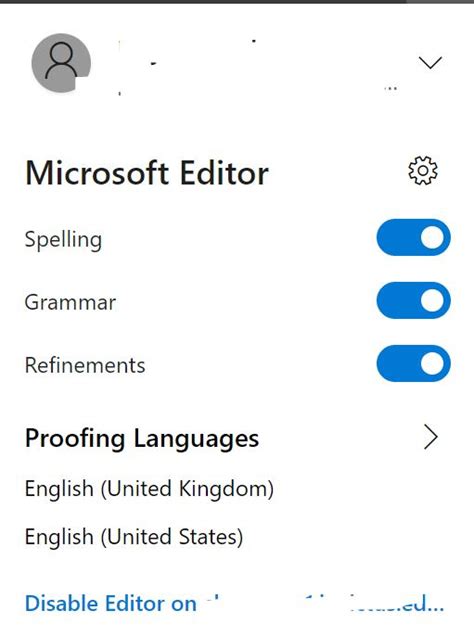 Is there a shortcut for changing proofing langauge in Microsoft Editor?