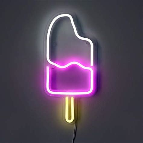 Isaac Jacobs 18” x 8” inch LED Neon ‘White & Pink IceCream …