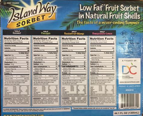 This nutritional information is current as of September 2023. Islands 