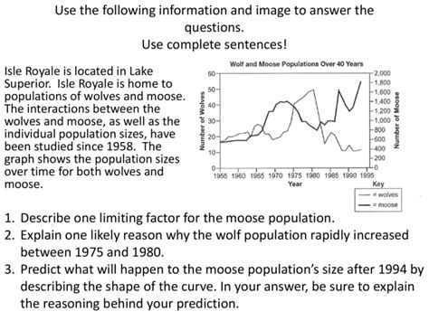 Isle royale wolf moose population data.  Use it to answer the following questions.  Da...